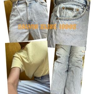 Calvin Klein ripped stonewashed high rise 90s jeans